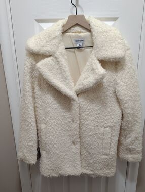 Celebrity Pink Cream Faux Shearling Teddy Jacket